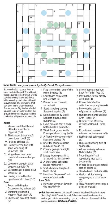 Crossword Clues. . Long island hamlet wsj crossword